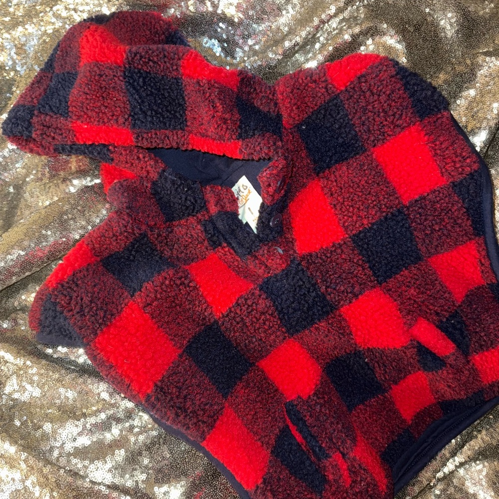 Cat & Jack Red and Black Checkered Sherpa Jacket